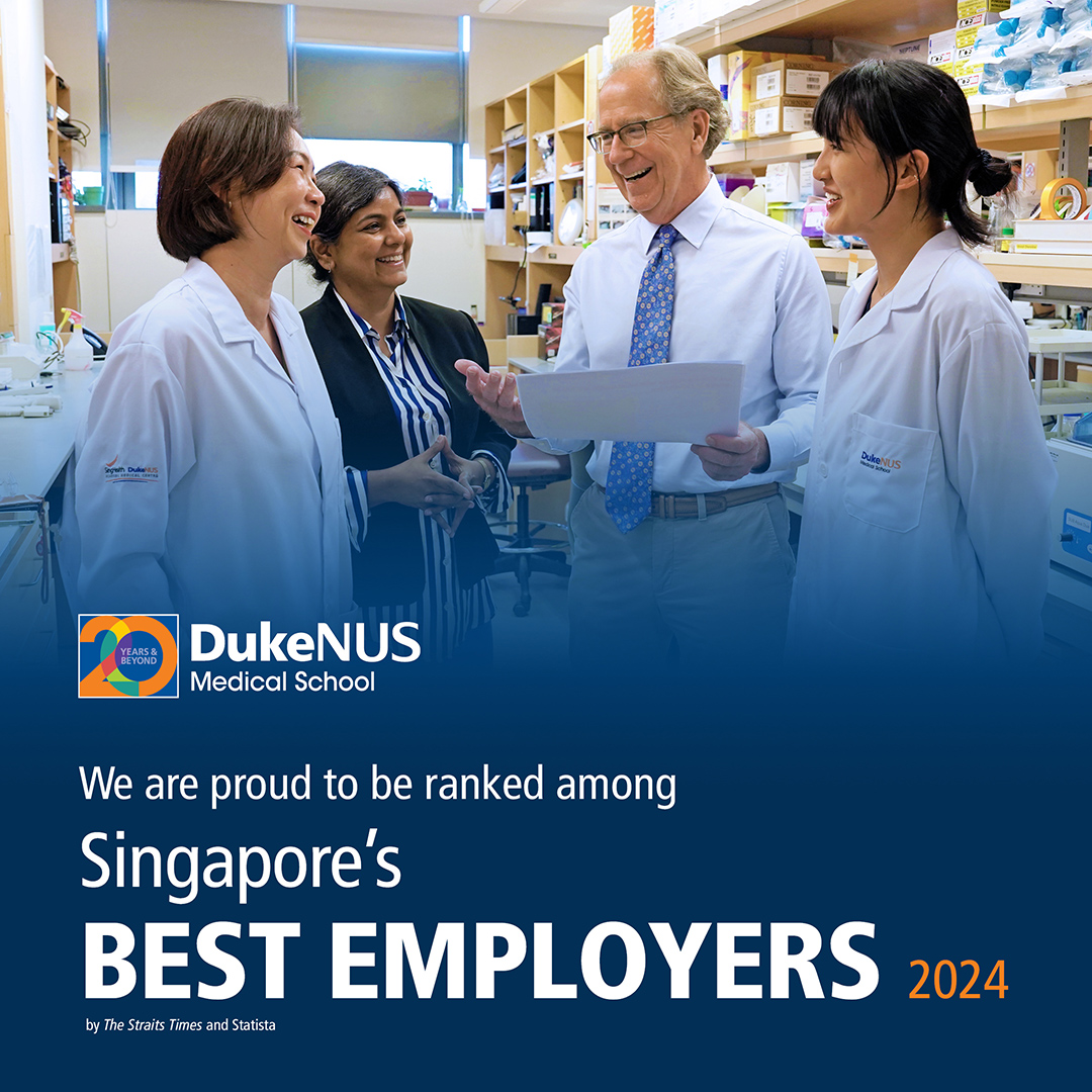 We are thrilled to announce that Duke-NUS has been ranked among the top 80 employers in the 2024 “Singapore’s Best Employers” ranking! 🎉 Read more here: straitstimes.com/singapore/jobs… #DukeNUS #DukeNUS20 #BestEmployer #GreaterThingsHappenHere