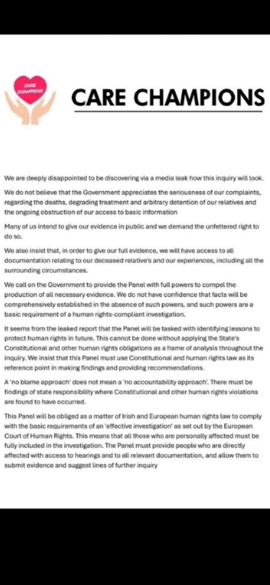 @CareChampions2 @SimonHarrisTD @SimonHarrisTD @LeoVaradkar @MichealMartinTD @EamonRyan @Toibin1 @davidcullinane @DonnellyStephen @paulreiddublin @DrTonyHolohan Any sign of our full covid inquiry? We ain't going away until we get justice for our loved ones lost in all care settings!