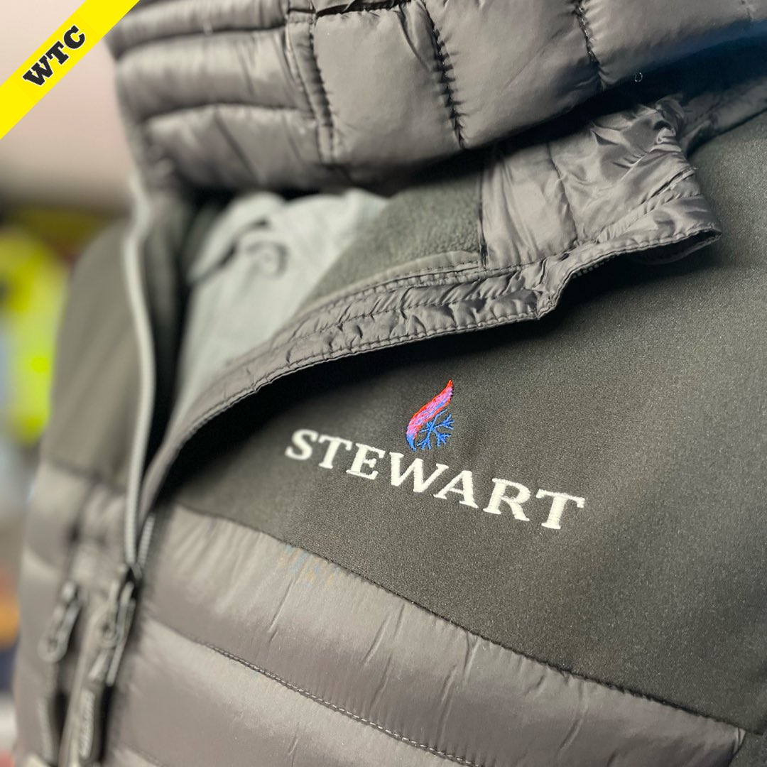 The Stewart Plumbing logo looking great on the Tuffstuff Howden body warmer.
 
Perfect for this time of year, the body warmer has softshells panelling for increased comfort with zipped chest and side pockets. It’s also water resistant, windproof and has an adjustable hood.