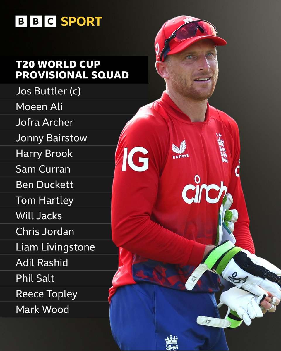 England have named their provisional squad for the T20 World Cup. Jofra Archer returns after a year out with injury.