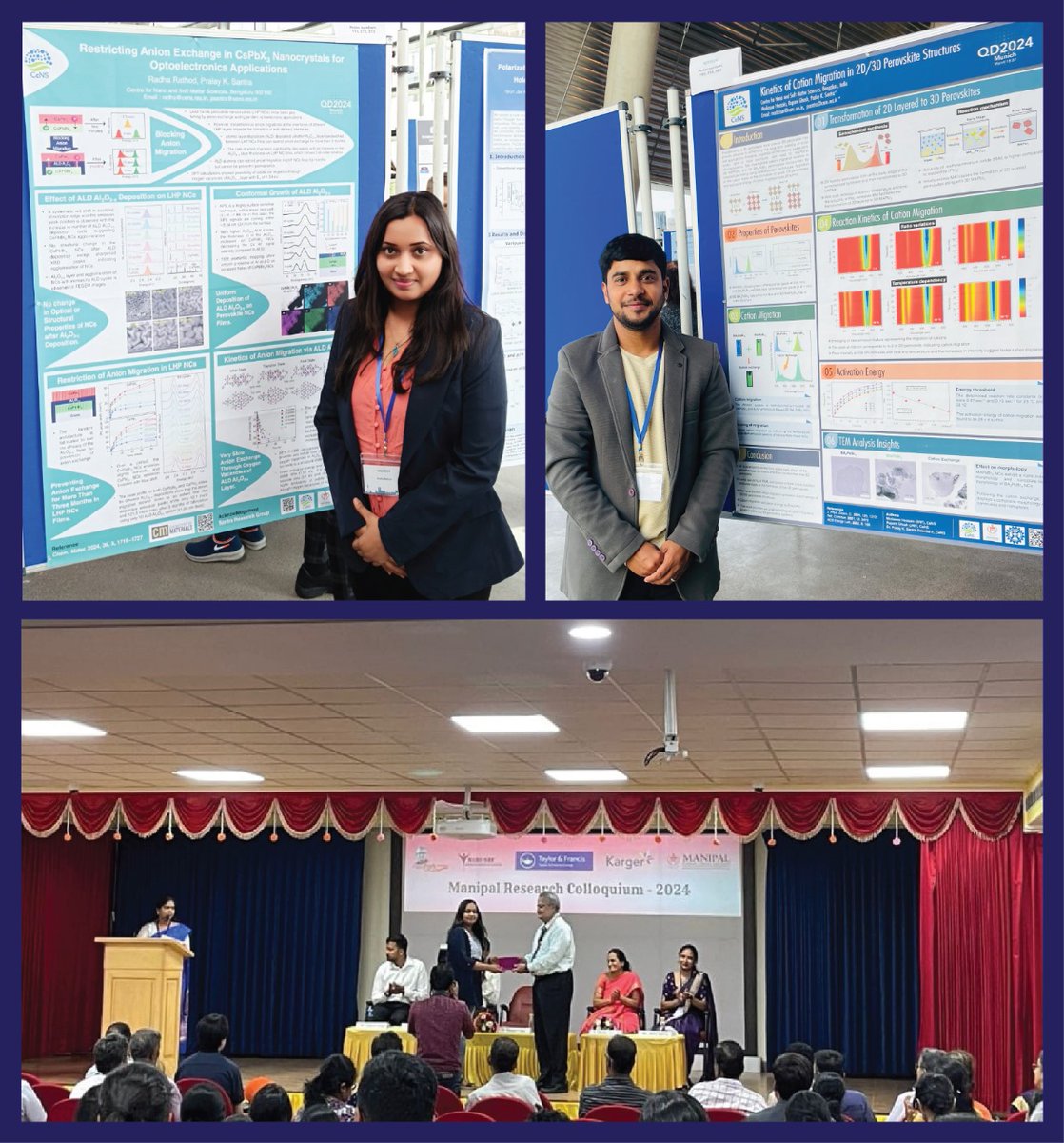 Our PhD students, Radha Rathod @radharathod1217  and Modasser Hossain, recently participated in the highly regarded QD2O24 conference in Munich. They presented their research on preventing anion migrations in CsPbX3 nanocrystals and cation migration across 2D/3D perovskites.
