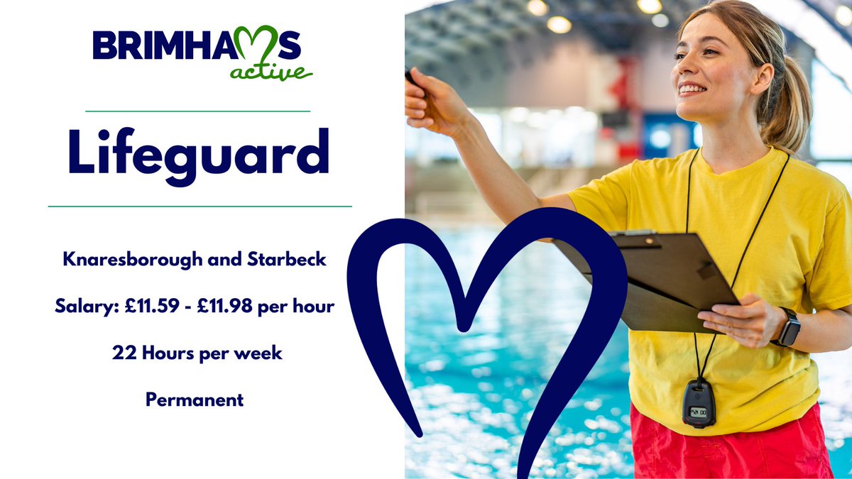 Brimhams Active are looking for a fun and passionate individual, could this be you? 👈 

#BrimhamsActive is seeking a #Lifeguard to join them at their team in #Knaresborough and #Starbeck.

🔗Are you ready to join the Brimhams team? Visit to rebrand.ly/KS22 apply