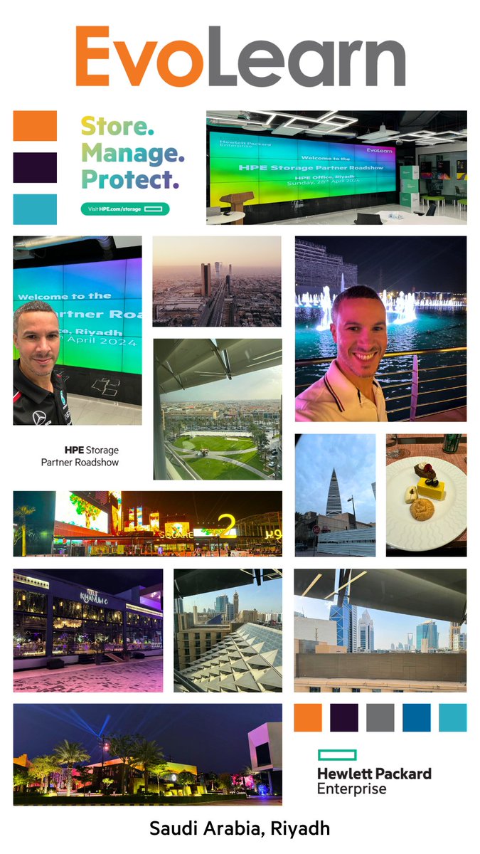 This week, the Hewlett Packard Enterprise Storage Partner Roadshow continues ✈ 

We thought we'd share a few of the sights from coach Arron Hatcher's stop in Riyadh, Saudi Arabia 🌍

#hpepartner #evolearn #hpestorage #hpegreenlake #itprofessionals #itchannel #channelpartners