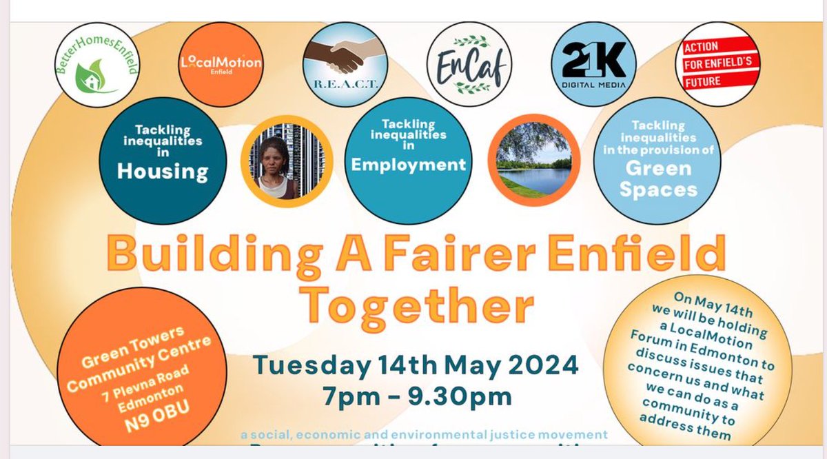 Focussing on inequalities in Housing, Employment and access to Green Spaces we'll be asking how we can address historic inequalities across Enfield and whether Enfield's New Local Plan is up to the job. Join us there. @EnfieldWomen @Age_UK_Enfield @LoveUrdoorstep @fbsolutions12