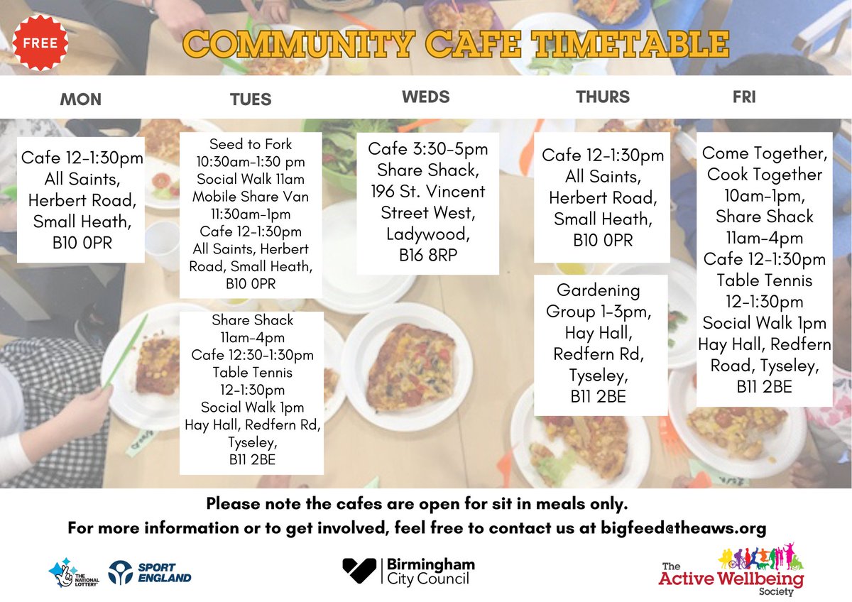 👩‍🍳 Every Friday - join us to cook up a delicious meal, then sit down to enjoy it together! 🍴 Share your skills and learn new ones, everyone is welcome, and everything is FREE. 📍 Fridays - 10am-1pm – Hay Hall, Tyseley, B11 2BE – there’s more info here: bit.ly/3qmJyOg