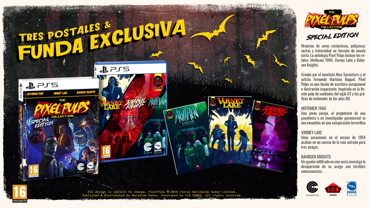 ¡Buenos días y lo empezamos con anuncio de @MeridiemGames!

The Pixel Pulps Collection Special Edition llegará tanto a PS5 como a Nintendo Switch en una edición preciosa

Historias de sectas y camaradería en formato de novela corta

¡Ya en reserva aquí!
wakkap.com/search/The%20P…