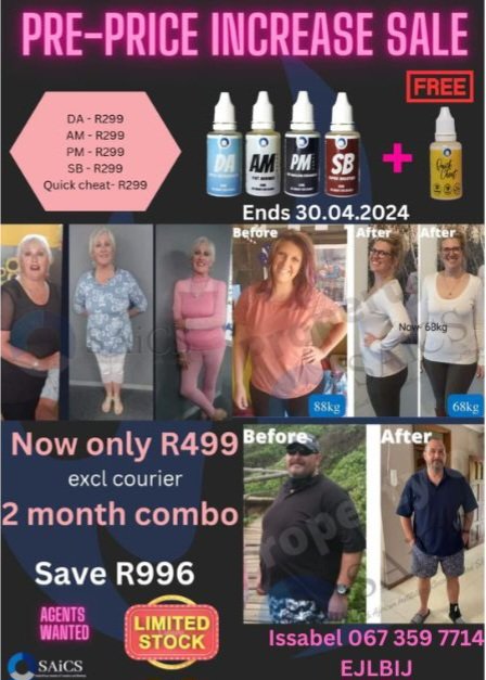 Want to look good again. 
Melt away unwanted kg in only 60 days..

Contact me for more information 
Tel nr067 359 7714
Agente kode EJLBIJ
#thermogenic #healthtips #Saics #SaicsBL #weightloss #lyfestyle #verslankings #betterlife #Health #agentswanted #fatburner