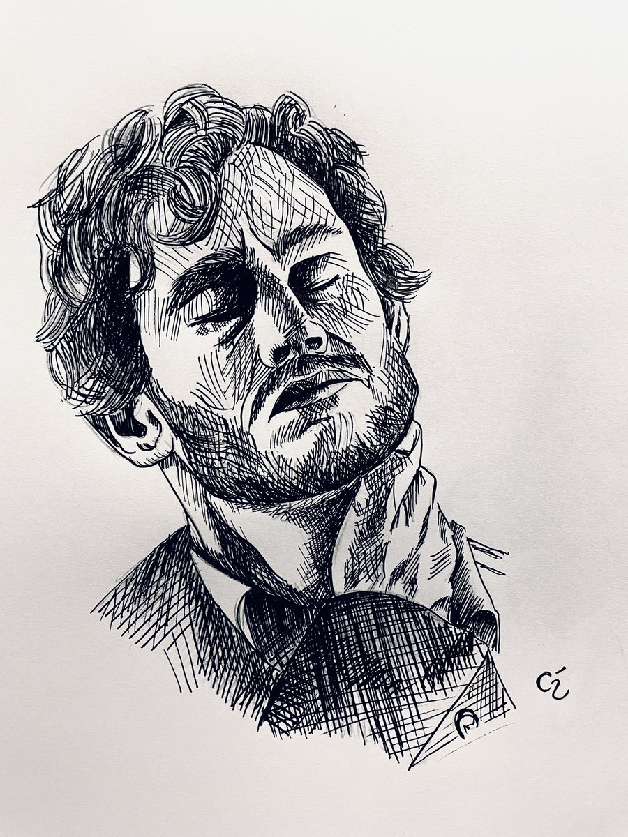 It’s been a while since I’ve drawn something for the fandom! Seeing all the amazing photos from all these beautiful fannibals has been inspiring! I’m having fun practicing etching styles with black pens! #willgraham #hannibal #hannigram #hughdancy