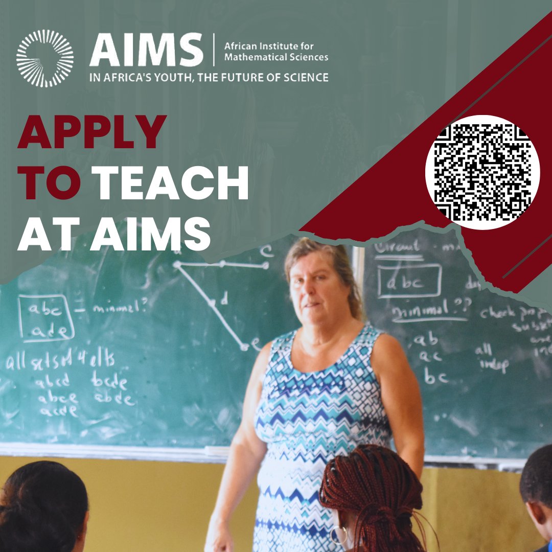 Are you interested in teaching at any center of the @AIMS_Next Global Network? Click on docs.google.com/forms/d/e/1FAI… to complete the application form.