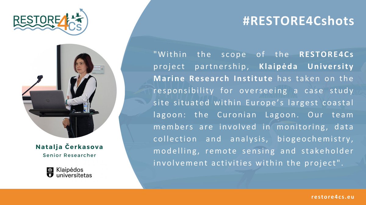 The 1️⃣3️⃣th partner featured in #RESTORE4Cshots is Natalja Čerkasova | Klaipeda University ▶ Senior Researcher working on #RESTORE4Cs' WP3️⃣ - WP4️⃣ & WP6️⃣💦 ▶ lifewatching.tv/video/restore4… #R4Cs #HorizonEU #Wetlands #CoastalWetlands #RestoreWetlands #ConserveWetlands #RestoreNature