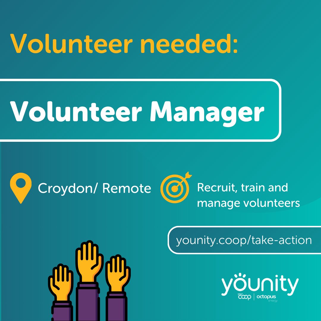 Looking to get involved in community energy? @CroydonEnergy is on the lookout for a volunteer manager to join their growing team 🙌 Interested? Register with our volunteering platform Community Energy Connect and get in touch! younity.coop/take-action