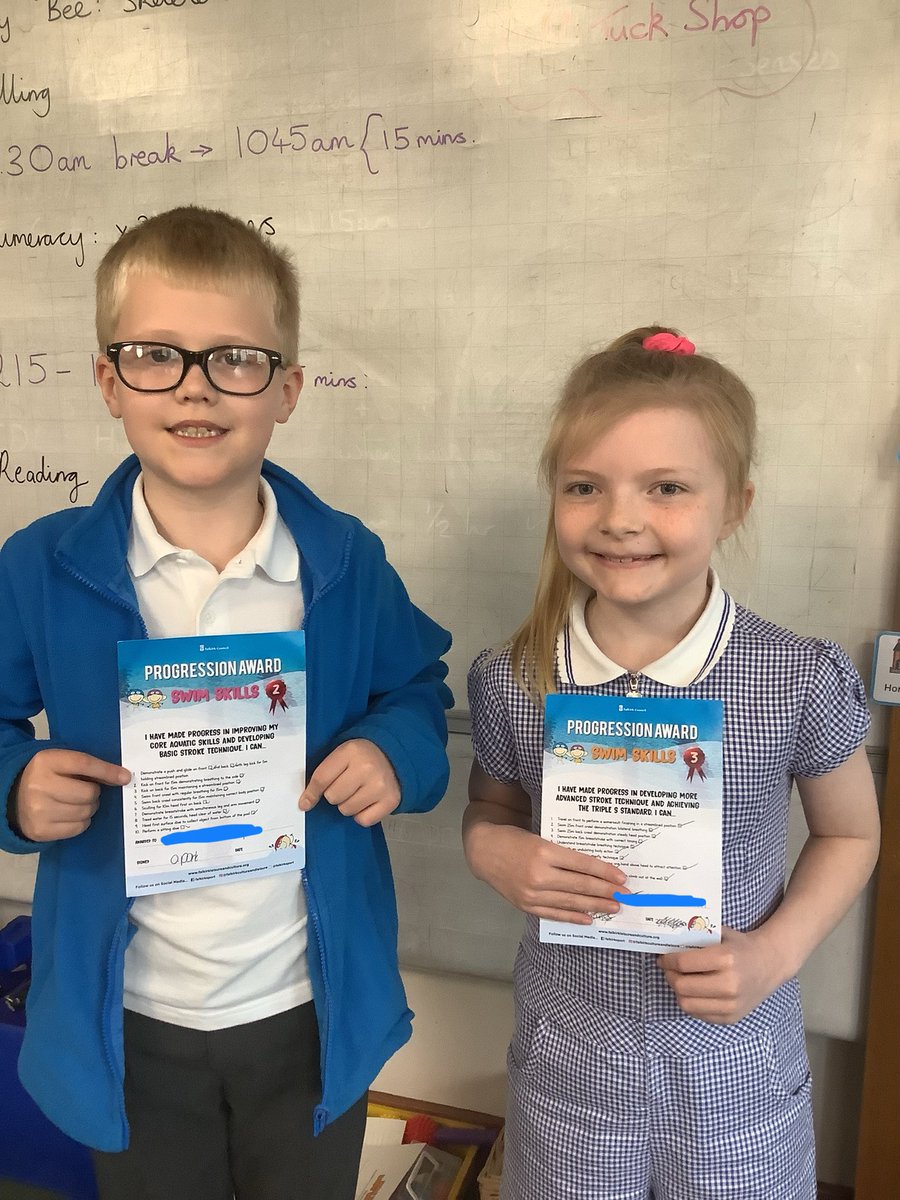Congratulations to C & N who earned a certificate for progressing to the next level in swimming! 👏🤩🌟🏊‍♀️🏊‍♂️ #widerachievement #extracurricular