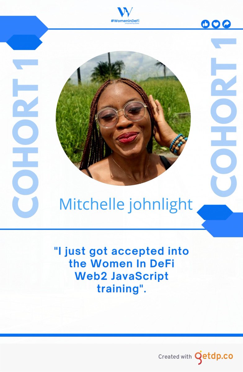 Yayyy!!!... let's rock n' roll. Thank you, @women_in_defi, for this opportunity. Thank you also to the founder @thesarahidahosa for this great initiative. I am eternally grateful 🙏 #WIDWeb2C1