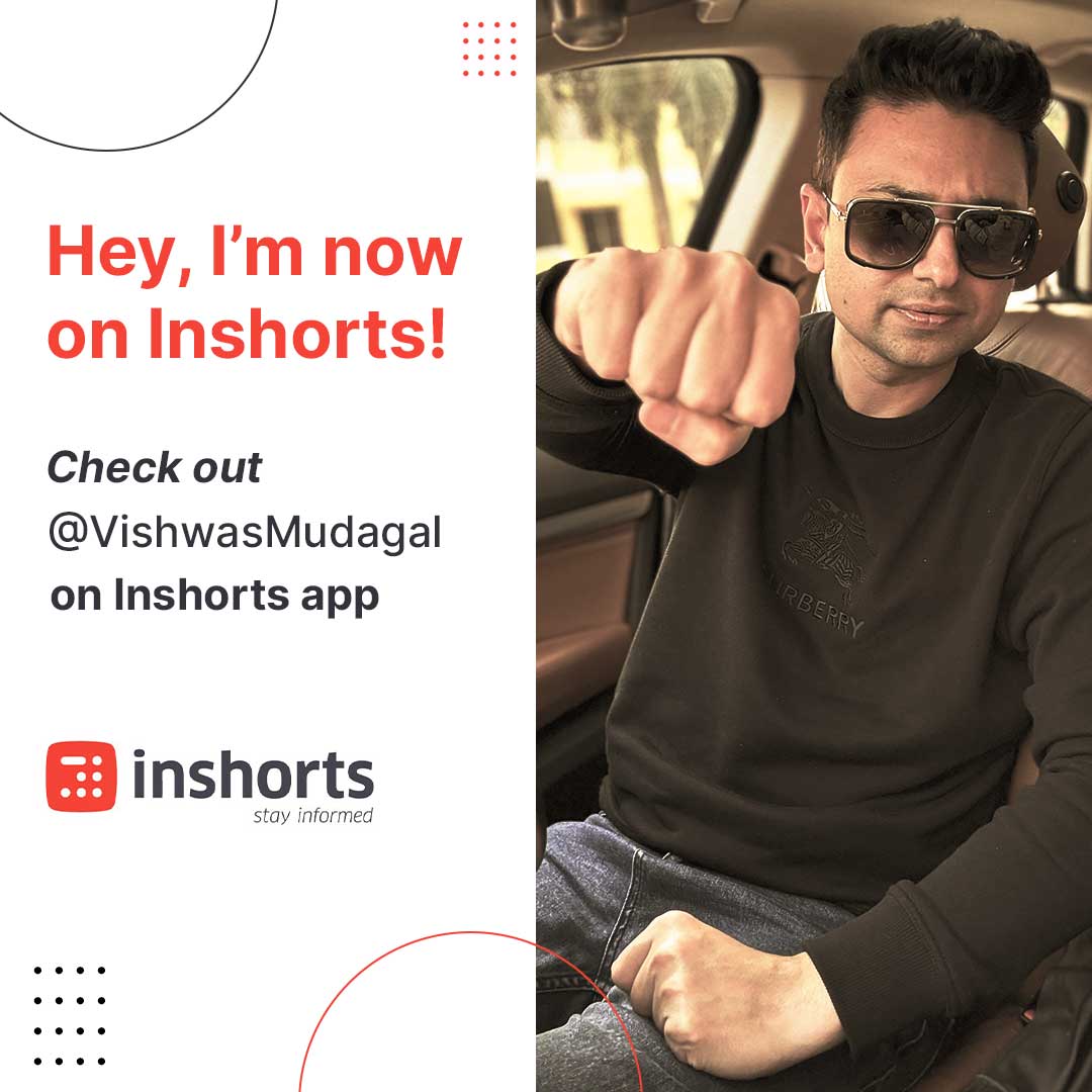 Hey all! I'm now sharing my insights and updates on @Inshorts Get bite-sized updates on inspiration, motivation, life, career, relationships, and more. Also, follow me at @vishwasmudagal and let's connect! #Vishwasmudagal #Inshorts #APP #Follow #Motivation #Stayconnected