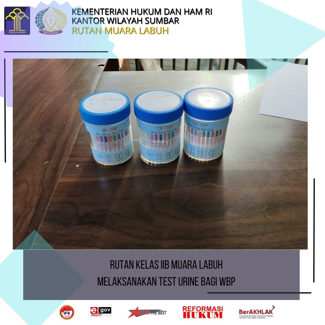 Rutan Kelas IIB Muara Labuh melaksanakan kegiatan test urine bagi warga binaan pemasyarakatan. Hasil yang di dapatkan dalam test ini adalah semuanya negatif dari penyalahgunaan narkoba.

#kemenkumhamri
#kumhamsumbar
#rutanmuaralabuh