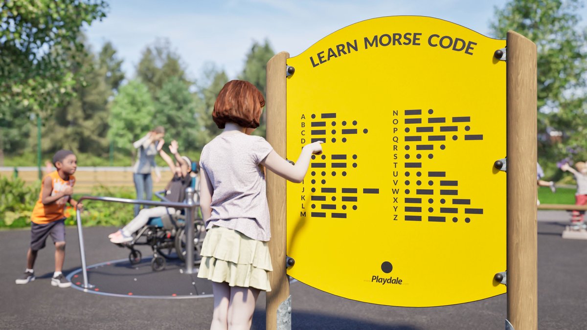 Discover the Morse Code Play Panel! 🔎 Perfect for multi generational play, it's a ticket to unlock a world of communication & fun!💬Crack codes, unleash your inner detective, & experience the thrill of decoding like never before👉bit.ly/3UddB8g #playgroundequipment