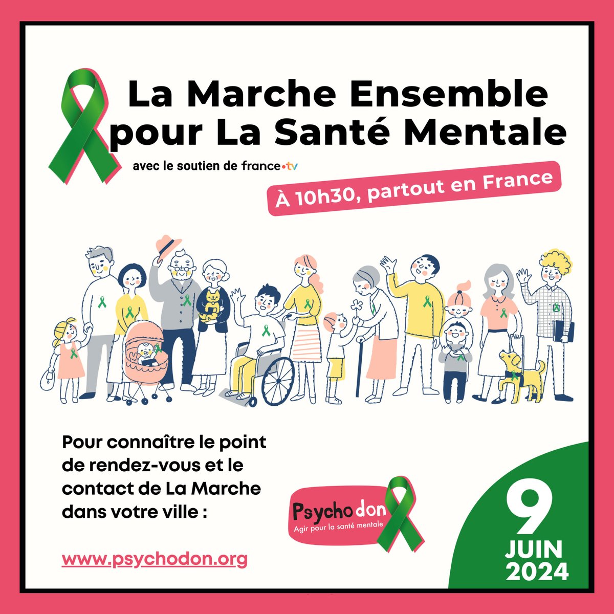 Mobilisez-vous pour la santé mentale… Pique-niques, activités sportives, stands, jeux. Rendez-vous les 8 et 9 juin à 10h30 dans les parcs et jardins de France. En partenariat avec @Francetele et @RTLFrance . #MédiaPublic #FranceTV 👉 psychodon.org/la-marche-ense…