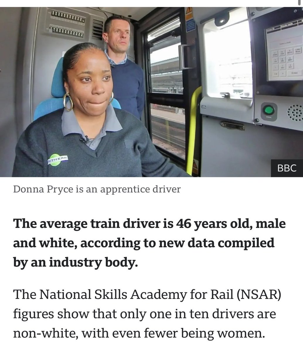 Pretty sure that the average worker across the whole of Britain is white, male and only a few years younger than this, by the way. But obviously that must be bad.
