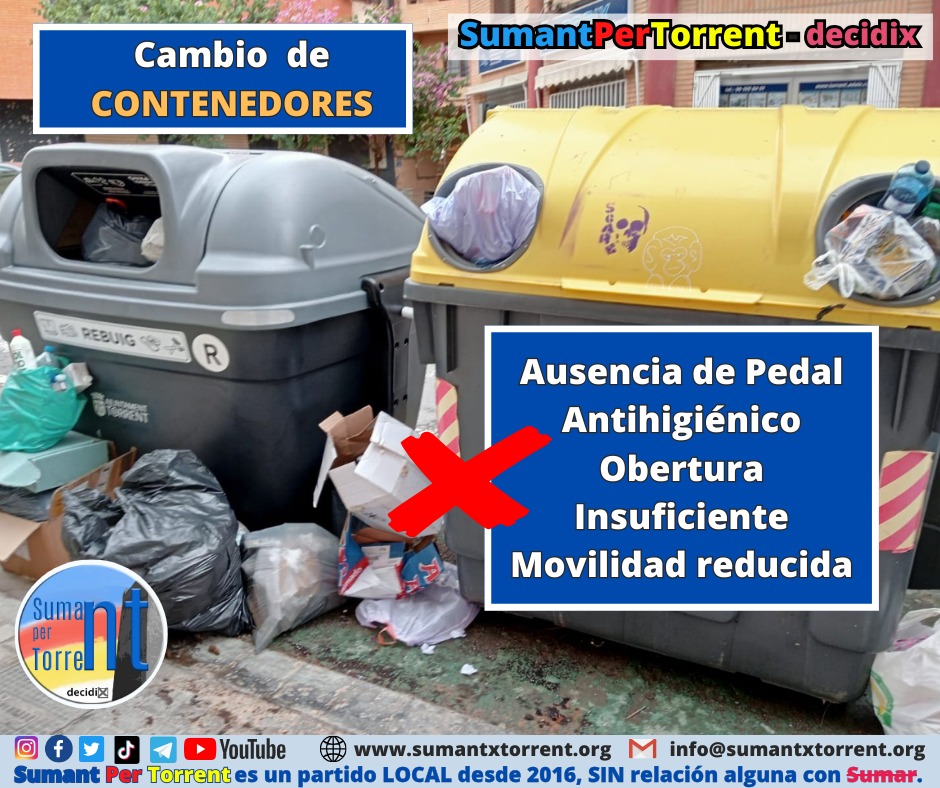👎🏼 El Ayuntamiento no ha acertado con el cambio de contenedores y ésto es un grave problema en lo que respecta a la limpieza y sanidad de nuestras calles. + Info facebook.com/share/p/hg8FJ5…