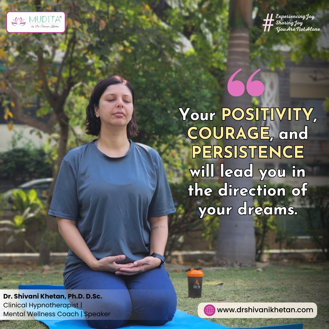 Let positivity, courage, and persistence be your guide on the journey to achieving your dreams. #Dreambig and pursue relentlessly!

#staypositive #achieveyourdreams #inspiresuccess #believeinyourself #drshivanikhetan #mudita #experiencingjoy #sharingjoy #healyourself