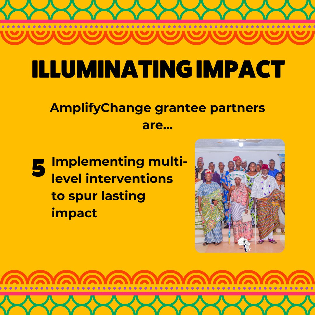 Day 5 #IlluminatingImpact: Grantee partners recognise that, to sustain #SRHR impact, they must support individuals as well as families & community leaders to shift norms and behaviours, and health care leaders & policymakers to improve health systems, policy and access. (🧵1/3)