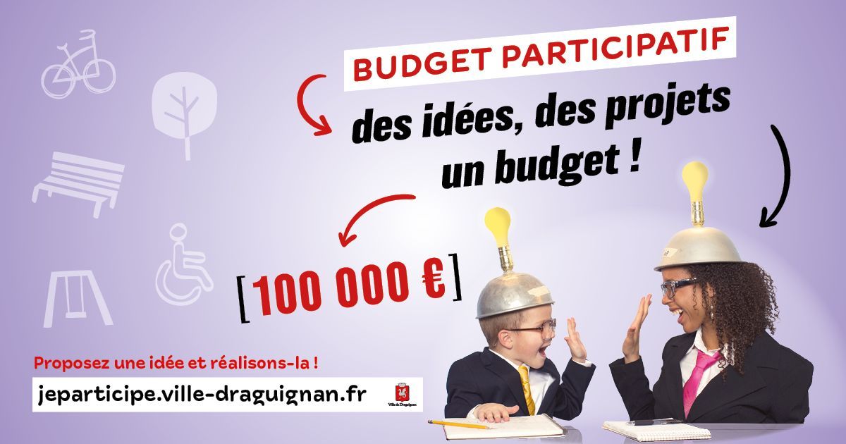 💡 Budget participatif - 2e édition !! 💶 La seconde édition du Budget participatif de la ville de Draguignan débute le 1er mai 2024 ! Venez donner vos idées ! Rdv sur jeparticipe.ville-draguignan.fr