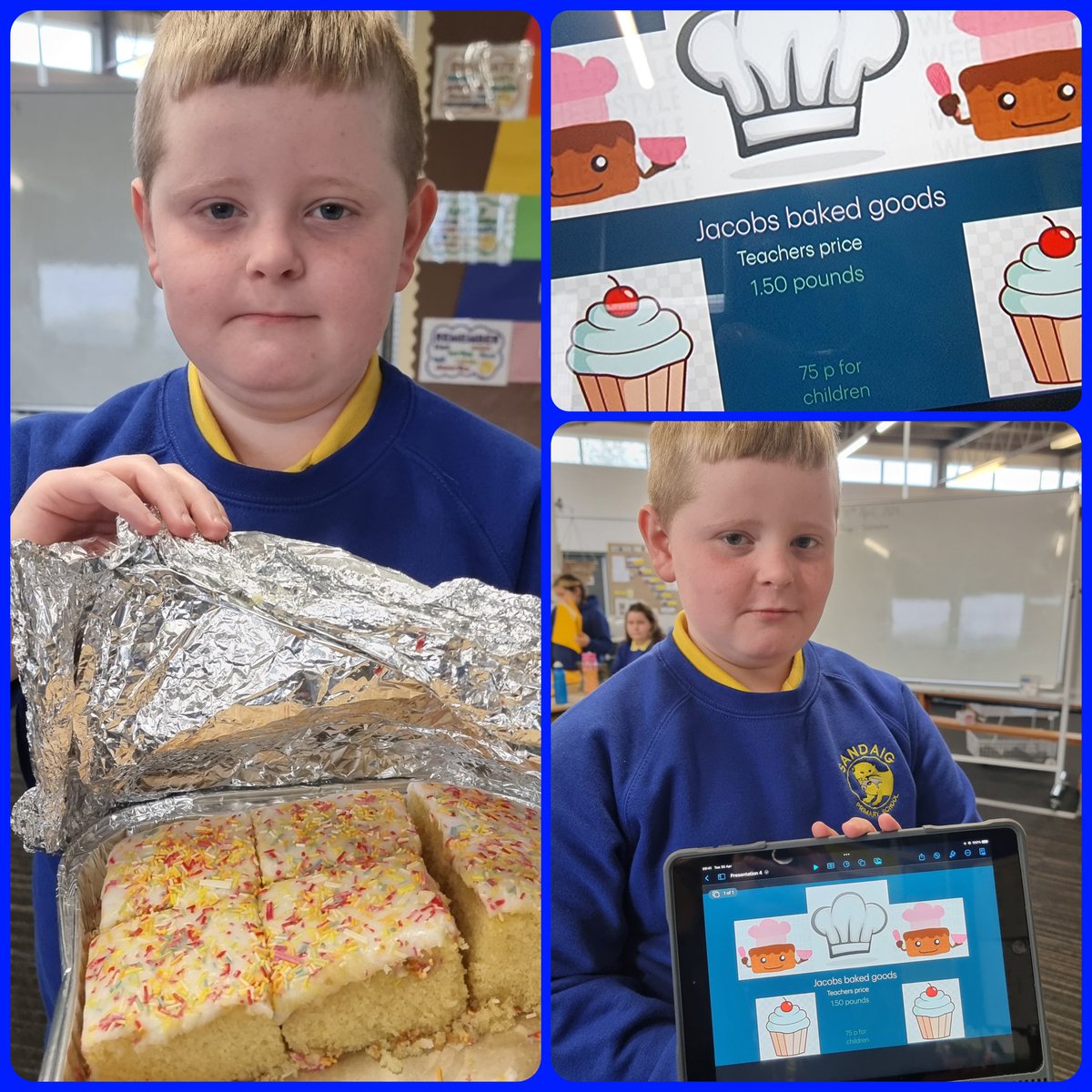 Ms Khan is so proud of our talented P6. They had long discussions about his love for #baking and his desire to start a business. He used #Keynote to generate hype and our young entrepreneur was serving up fresh cakes from his class this morning! 🧁
@Mobina_Kh4n #youngentrepreneur