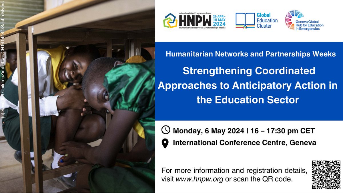 👀Panel on #AnticipatoryAction co-org w/ @GlobalEdCluster #HNPW
Come to hear experts▶️highlight & build on promising practices frm country clusters

Stay to▶️engage collaboratively w/ key partners &identify opportunities to strengthen coordination for AA
🔗rb.gy/8fzp5t