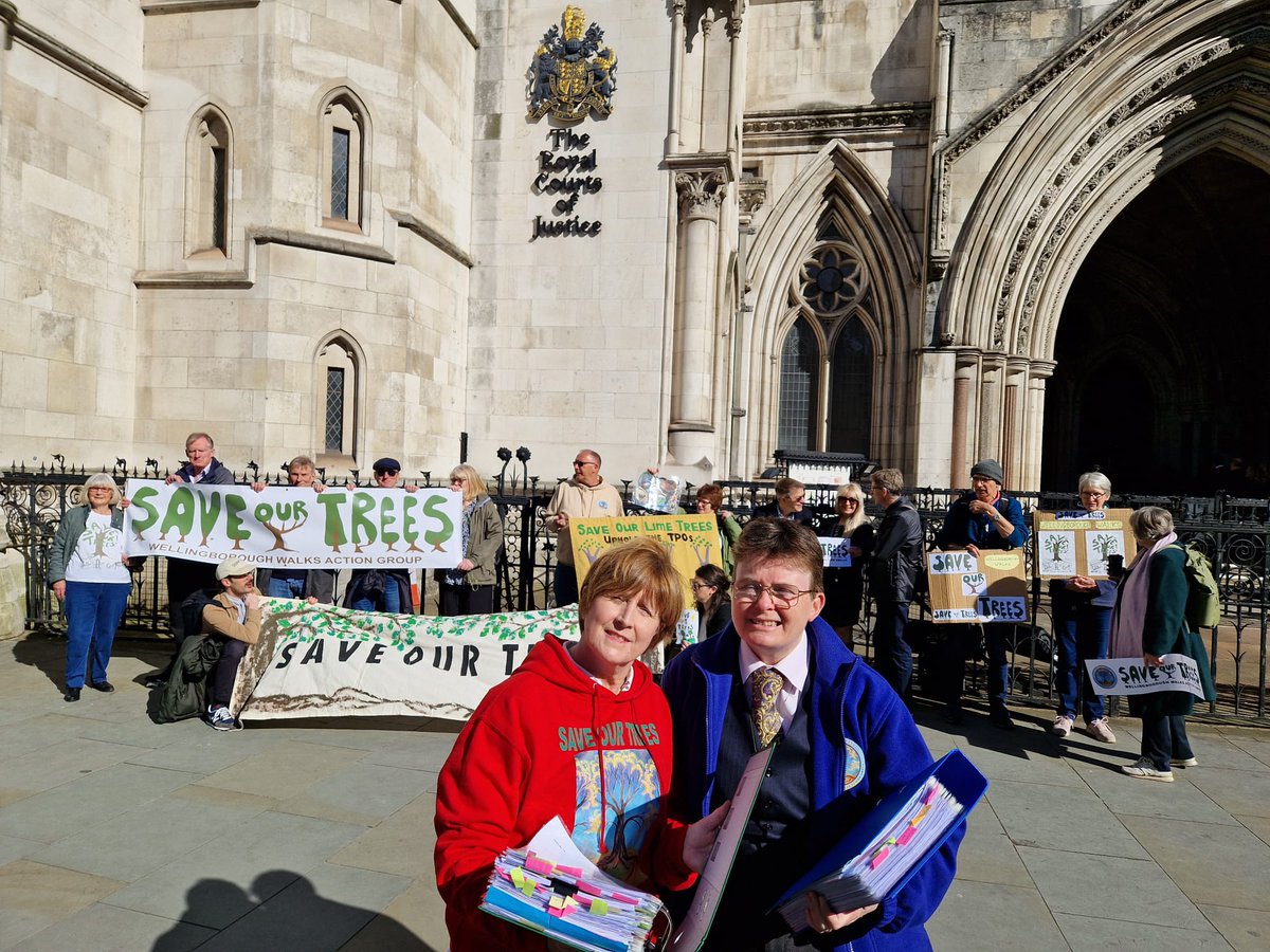 At the Royal Courts of Justice with Wellingborough Walks Action Group. They are in good spirits and feeling nervous