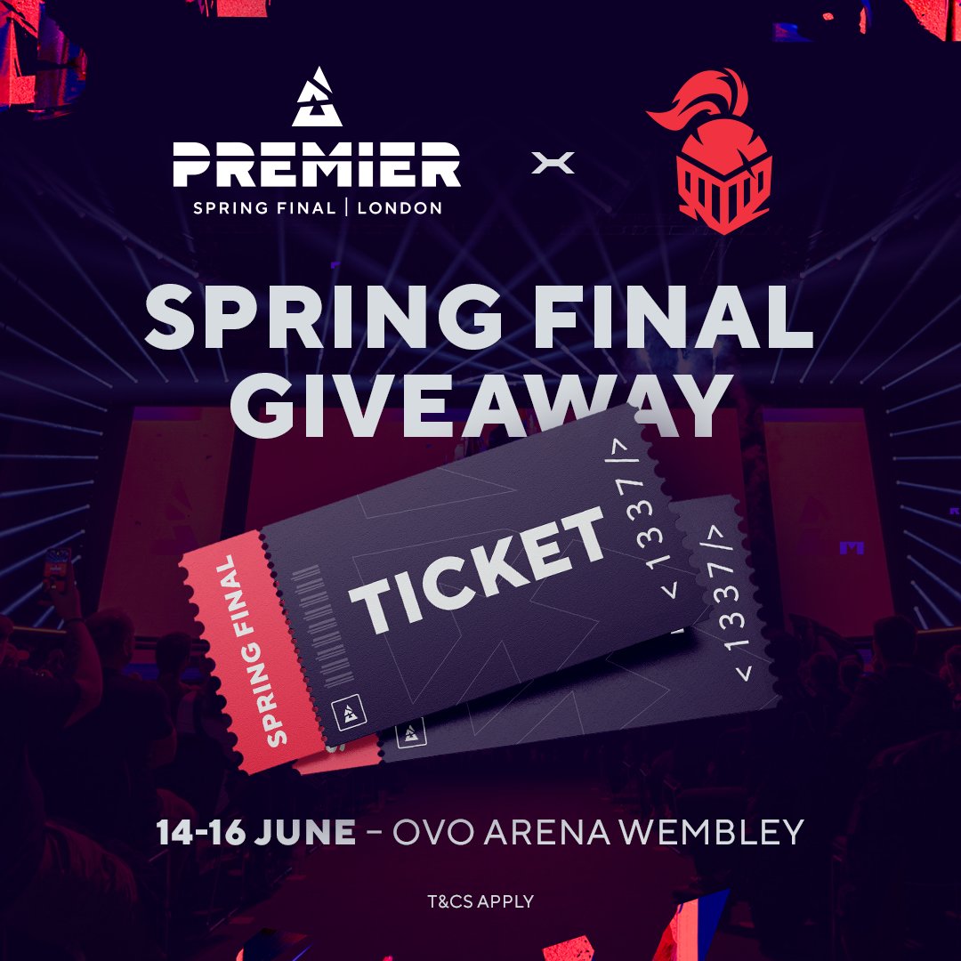 Together with @BLASTPremier, we have a giveaway of a pair of weekend tickets to the BLAST Premier Spring Final, which will take place in London on June 14-16! To participate, simply: -Retweet -Tag a friend you'd like to attend the BLAST Premier Spring Final with! If you