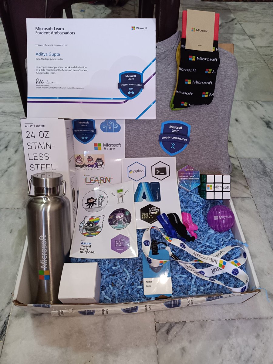 Finally I received the most 
awaited swags from @Microsoft ✨

Officially a Beta @MicrosoftLearn Student Ambassador 😌

Thank you @IamPablo & the
whole MLSA community ✨