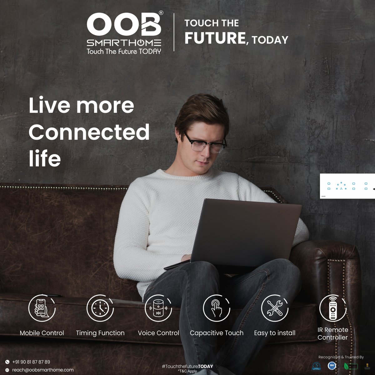 Experience a more connected life, where every aspect of your day seamlessly integrates to simplify and enhance your lifestyle. Stay connected, stay informed, and live more fully with OOB SmartHome.

for quick inquiry call on: +91 90 81 87 87 89
.
.
#oobsmarthome #connectedhome