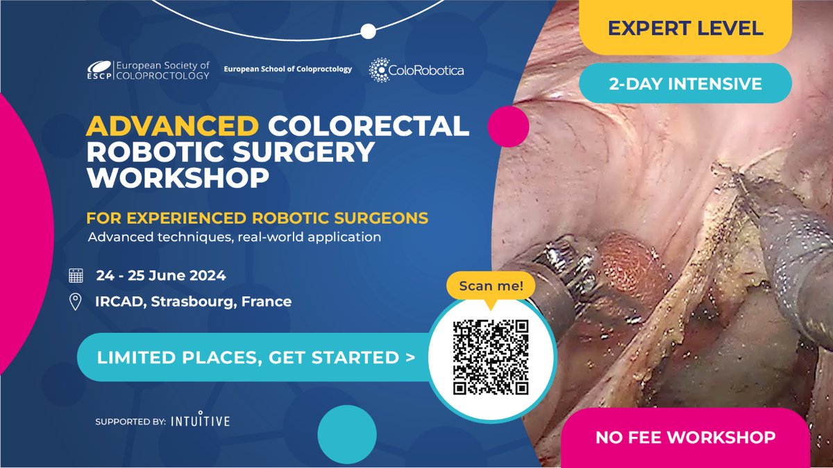 Dive deeper into colorectal robotic surgery at our Advanced Workshop for seasoned surgeons. 🗓️ 24-25 June 📍 Strasbourg, France Limited spots - Apply now for free registration! Find out more and register now: i.mtr.cool/jncrsvqzan #RoboticSurgery