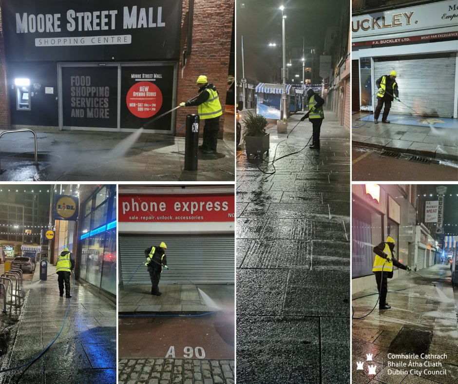 Overnight deep clean carried out at #Dublin's legendary Moore Street, operated by our #wastemanagement #nightshift crew. We are out keeping the streets of Dublin clean 24/7 365. Thanks David & team. #YourCouncil #keepdublinbeautiful