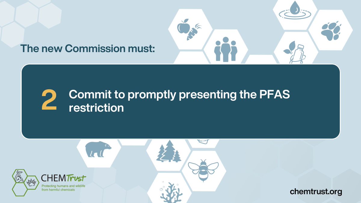 #PFAS, the forever chemicals, are building up in our environment every day ⚠️🌍 It’s time to take action on this crisis ⏰ We’re asking MEPs to ensure that tackling chemical pollution is a priority for the next Commission. Read more: chemtrust.org/wp-content/upl…