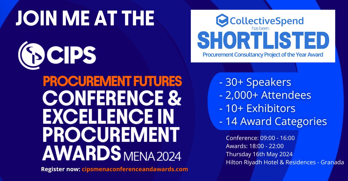 🎉 CollectiveSpend is #shortlisted for the CIPS MENA Procurement Consultancy Project of the Year Award!

This means our innovative approach is making waves in the industry 💪😎

See us at CIPS MENA 2024, May 16th in Riyadh! 

#CIPS #Procurement #Awards #MENA #CollectiveSpend