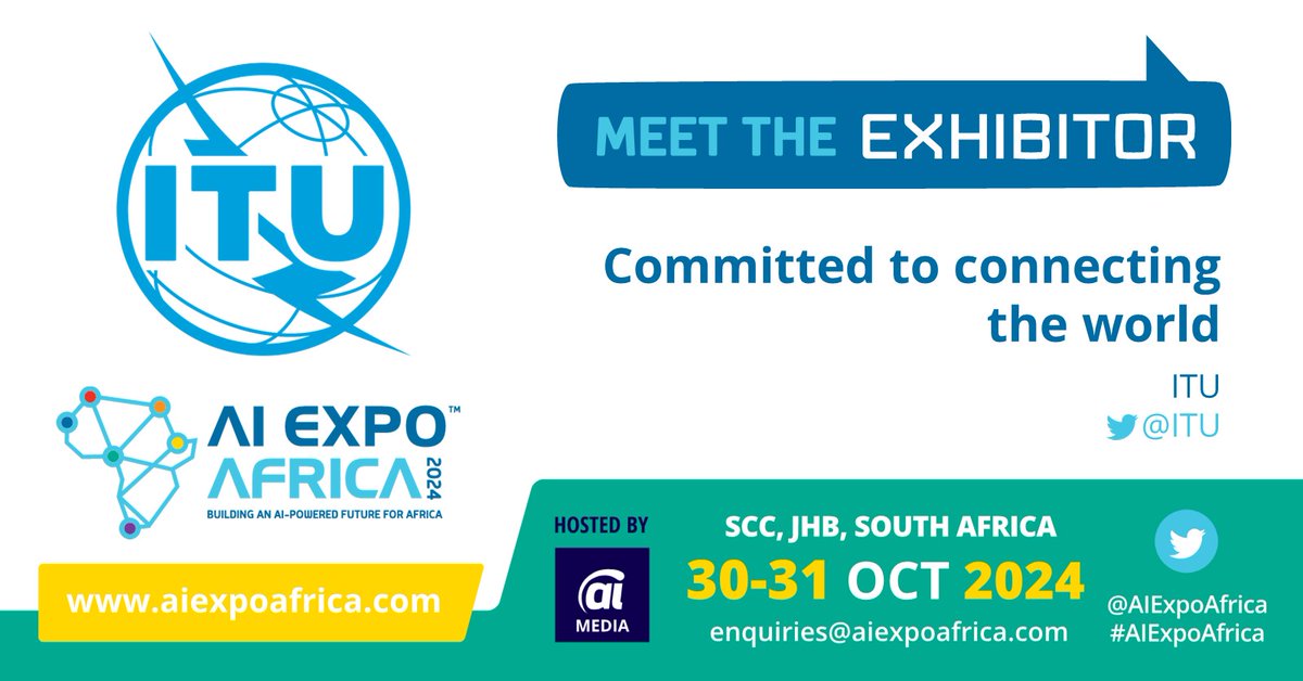NEWS: We welcome @ITU as an exhibitor at the 7th Edition of @AIExpoAfrica 2024 – Join Africa’s largest B2B Smart Tech Event aiexpoafrica.com #AIExpoAfrica #SouthAfrica #Gauteng #Johannesburg #AI #RPA #IA #IntelligentAutomation #ArtificialIntelligence #Africa #AI4Good