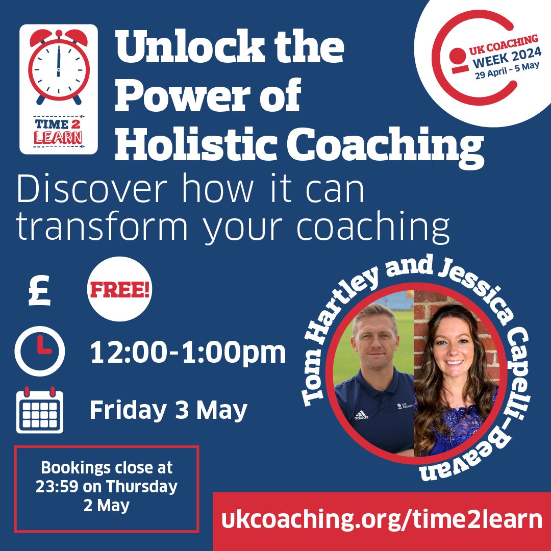 This #UKCoachingWeek, join @_UKCoaching for a free Time2Learn webinar on holistic coaching, the theme of the week itself! You’ll learn all about it and how to use it to transform your coaching practice. Book your place 👉 bit.ly/4akYAYr