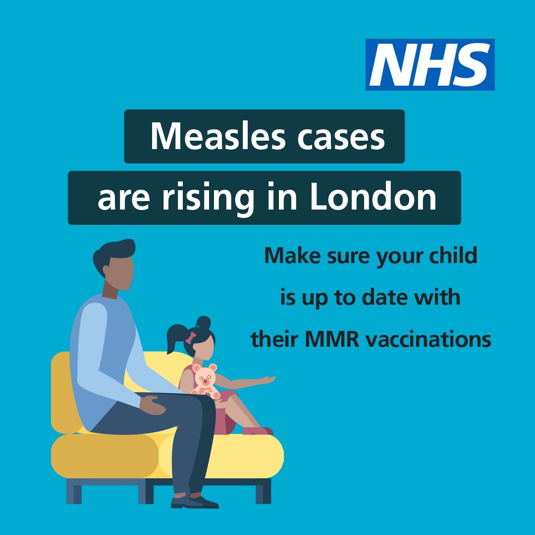 Measles cases are rising in England. You can still ask your GP practice for the MMR (measles, mumps and rubella) vaccine if your child has missed either of their 2 doses. For more information ➡️ nhs.uk/MMR