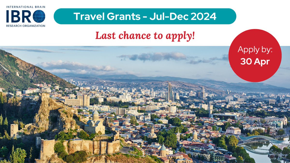 📢 LAST CALL to apply for an #IBRO Travel Grant for your next #neuroscience conference! 🧠 Apply NOW: ow.ly/bbfE50RoZCH @TheBaleLab @rachaeldangare1 @ElfarrashSara @DiGiovanni_Gius @phaegersoto @JLLanciego @JQIpLab @DrLinOng