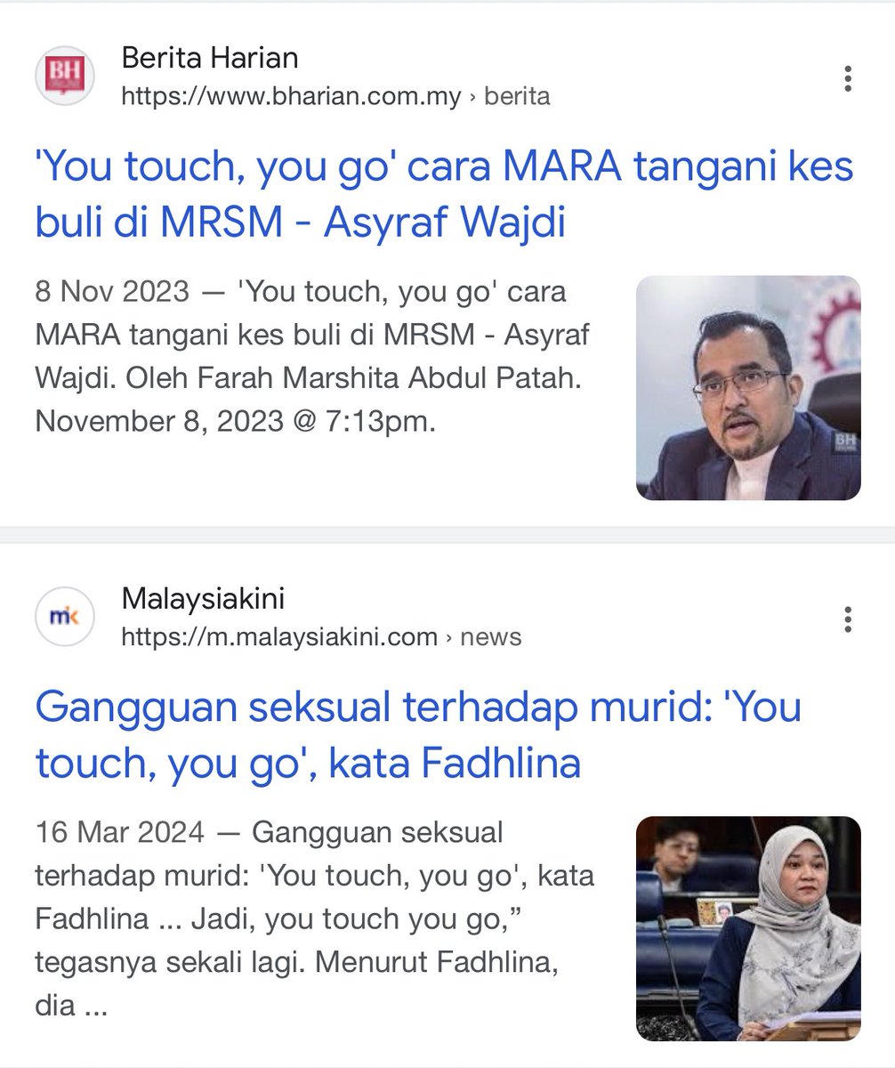 Haritu, MenDidik kata you sebagai seorang guru kalau miang ke pelajar, “you go”.

Mohon pencerahan ke atas kes gangguan seksual di MRSM Tumpat yang baru digugurkan walaupun terjadi perbuatan tersebut, puan @FadhlinaSiddiq x.com/ainhsaifulniza…