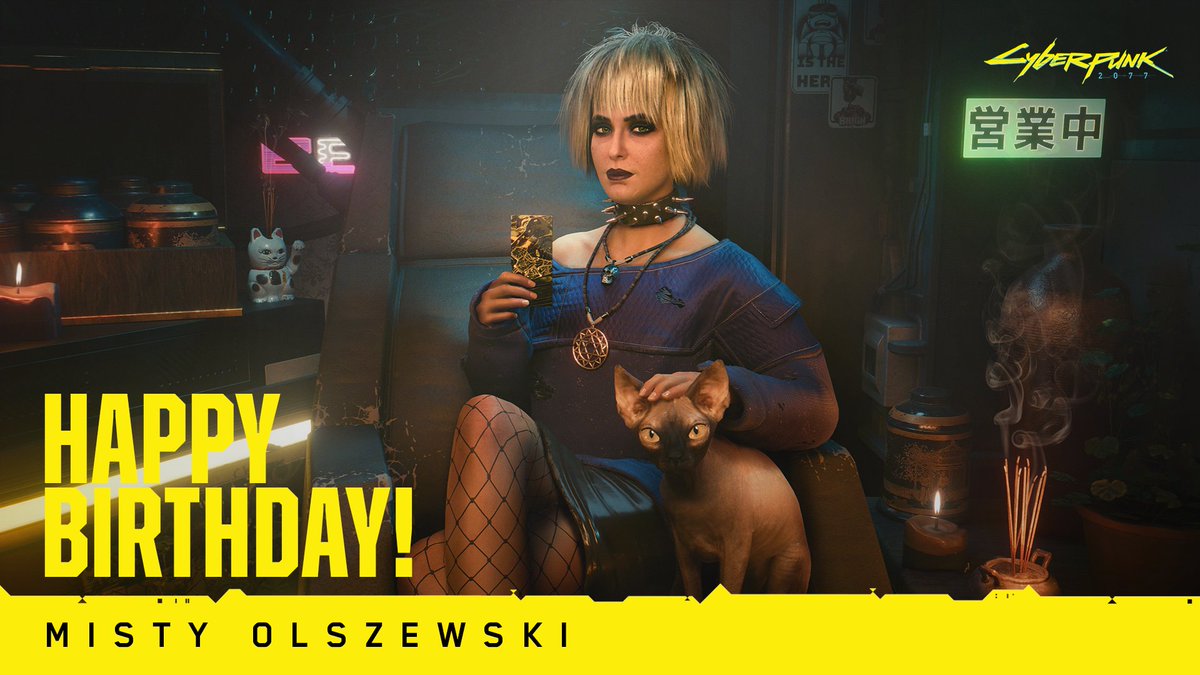 The cards are sending out a clear message: Happy Birthday to Misty! Wishing a special day to one of Night City’s most sensitive souls. 🎉🔮