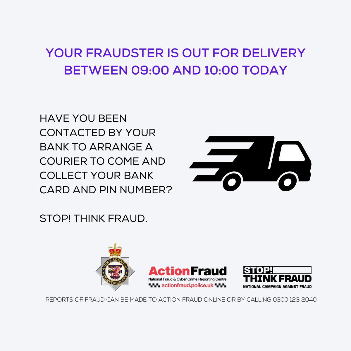 Have you been contacted by someone claiming to be from your bank? It could be courier fraud. Never hand over your card and PIN number, especially if someone offers to collect it. If the crime is ongoing, dial 999. You can also make a fraud report at orlo.uk/BXKQo