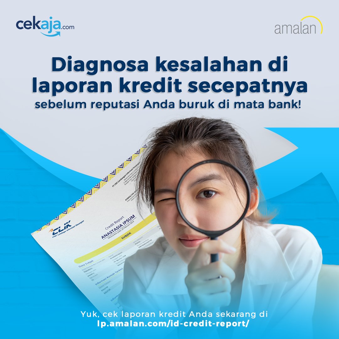 Yakin keuangan baik, tapi pengajuan pinjaman Anda selalu ditolak?  Bisa jadi karena kondisi skor kredit Anda, lho! 
Cari tahu laporan kredit Anda secara lengkap di cekaja.com/promo/credit-r… .

#CekAja #TokoFinansial #CerdasFinansial #creditreport #laporankredit