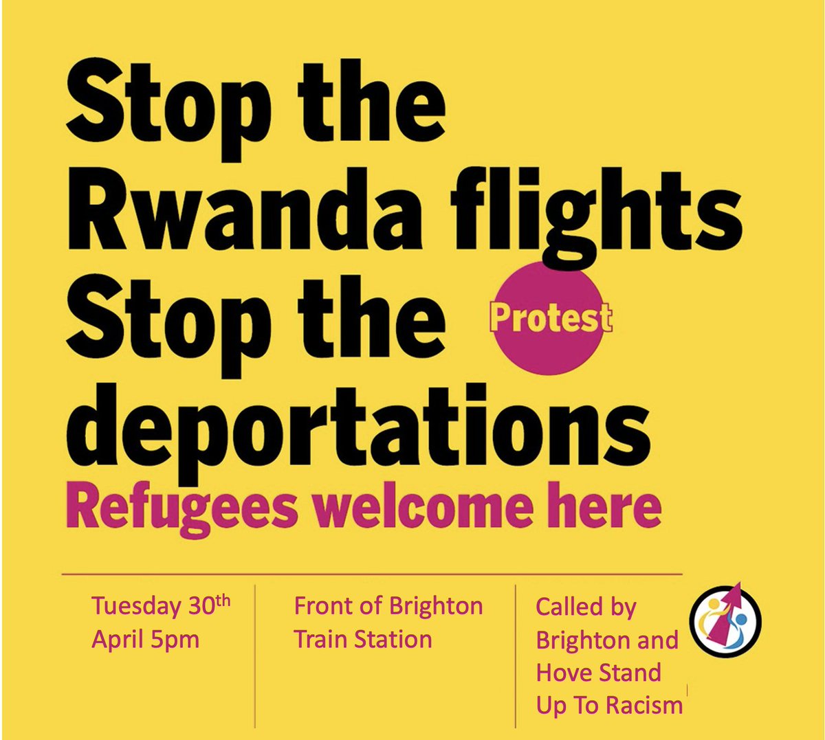 Today, Tuesday 5pm Protest to  #StopRwandaFlights