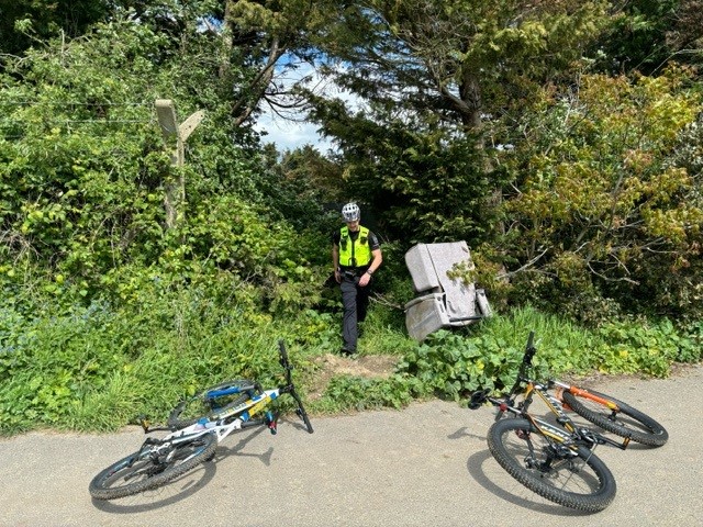 Officers from the community policing team were out on pushbikes yesterday. While out the officers checked and patrolled areas whereby we have received reports of drug related activity and also checked area's where the team have previously recovered stolen items.