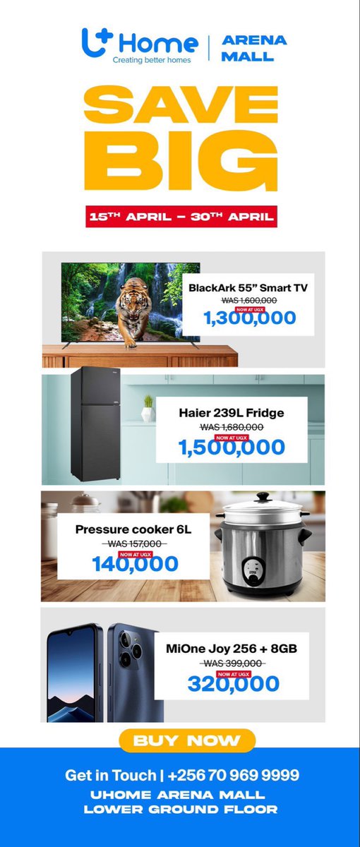 Don’t miss out on the very last day of the #Uhomediscounts 🥳🥳 Head over to Arena Mall ground floor to get yourself discounted appliances! #UhomeArenaMall