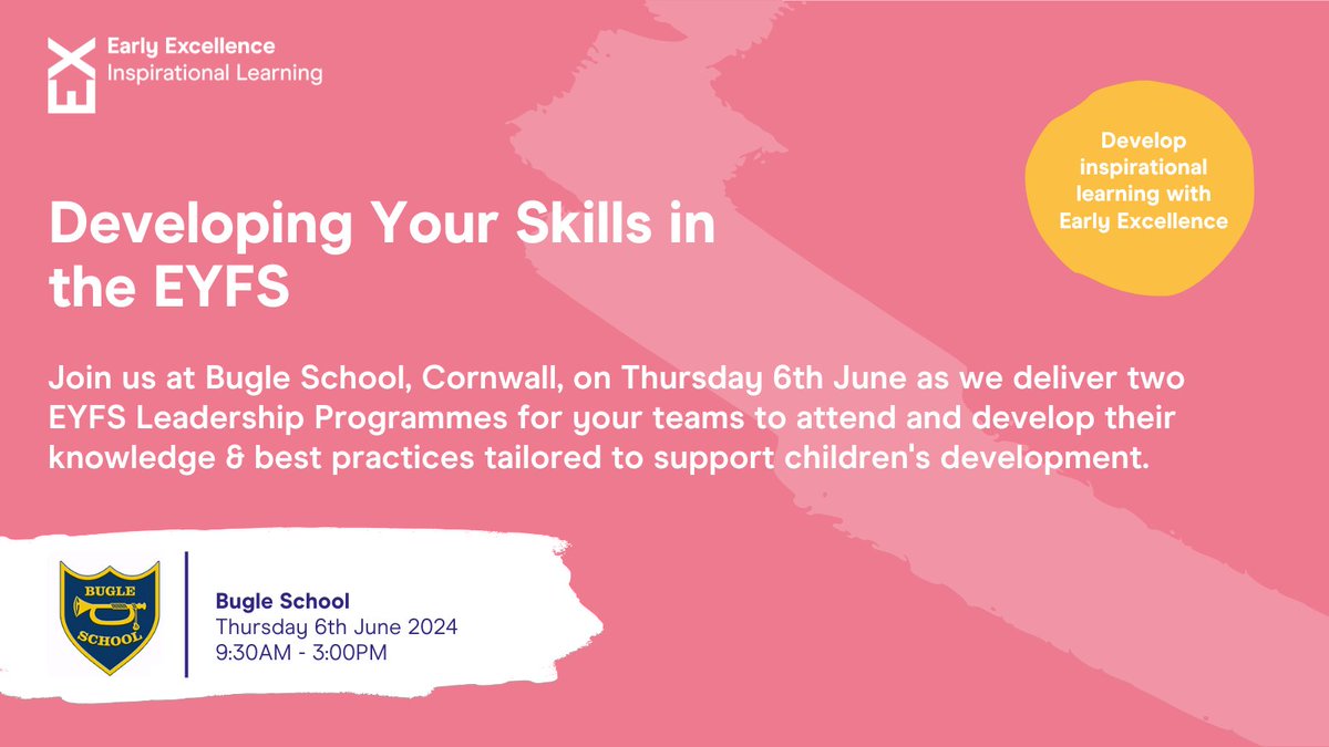 Shout out to #EYFS practitioners/senior leads in #Cornwall - two immersive training sessions with the always excellent @EarlyExcellence being held @BugleSchool on 6th June. More info & booking details at aspireacademytrust.org/225/news-2/pos…