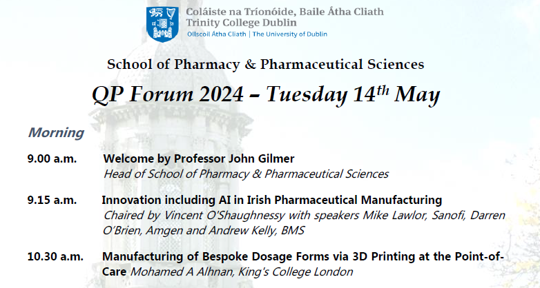 bernard naughton (@bernardnaughton) on Twitter photo 26th Annual Qualified Person (QP) Forum <a href="/TCDPharmacy/">TCD Pharmacy</a> in person tickets sold out. Online tickets available. Excellent industry & academic speakers. With support from the <a href="/tcddublin/">Trinity College Dublin</a> HCI project.
Click to purchase !!
lnkd.in/eqViE6jt
<a href="/hea_irl/">HEA</a> <a href="/KingsCollegeLon/">King's College London</a>
📷 26th Annual Qualified Person (QP) Forum <a href="/TCDPharmacy/">TCD Pharmacy</a> in person tickets sold out. Online tickets available. Excellent industry & academic speakers. With support from the <a href="/tcddublin/">Trinity College Dublin</a> HCI project.
Click to purchase !!
lnkd.in/eqViE6jt
<a href="/hea_irl/">HEA</a> <a href="/KingsCollegeLon/">King's College London</a>
📷