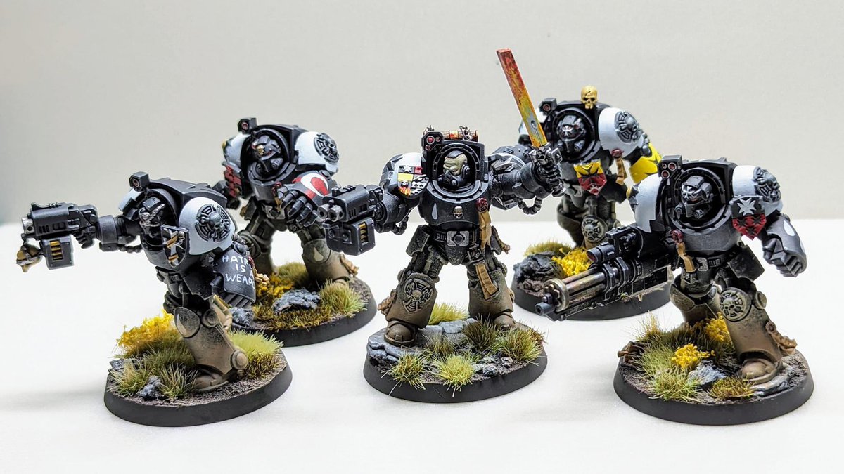 Getting a few last minute entries for our #may24btbannercompetition Here are Rob Williams #terminators from the #leviathan box with helmets from @Archie's Forge - Conversion Bits helmets. #theeternalcrusader #eternalcrusade #blacktemplars #blacktemplars40k #blacktemplar_40k